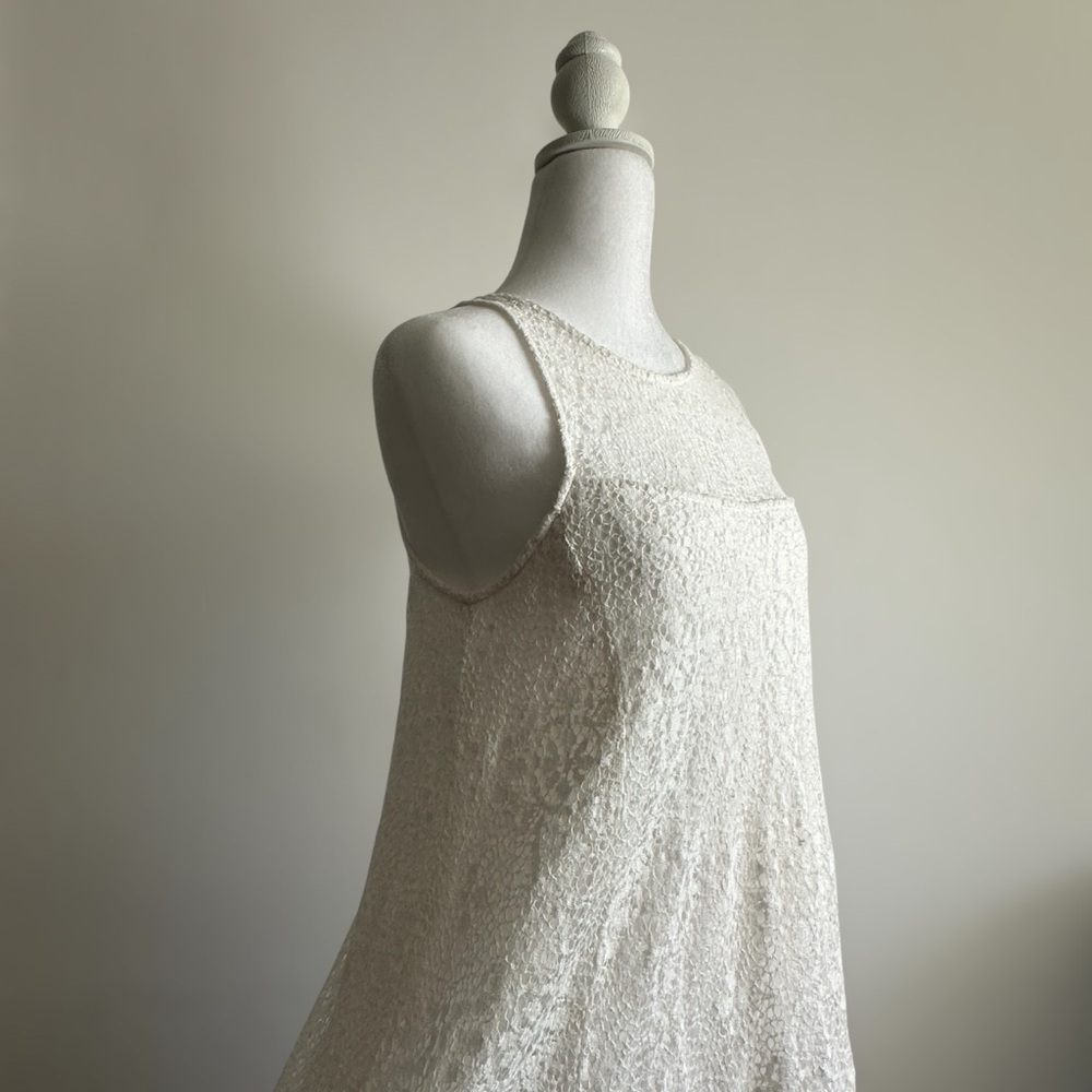 Free People Sleeveless Lace Mini Dress Back Cutout Ivory Wedding Party - Picture 5 of 13